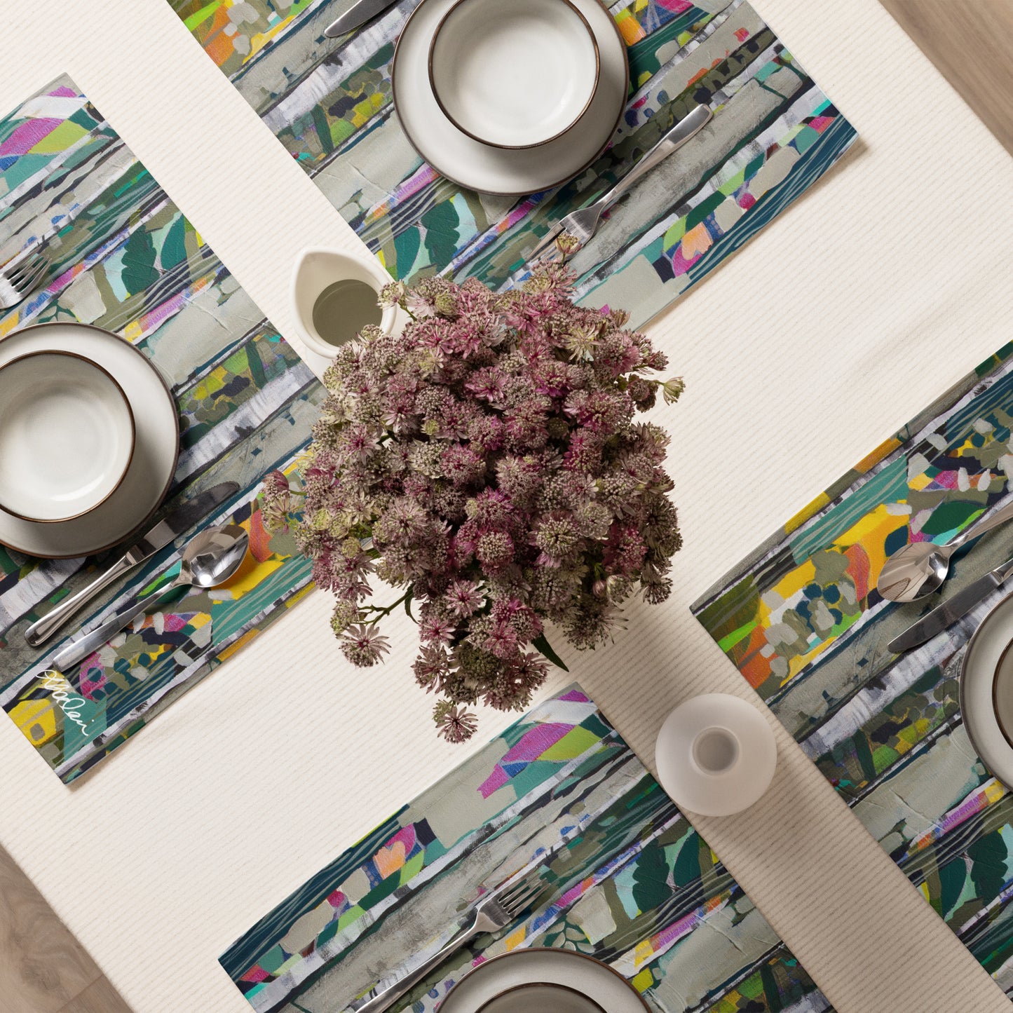 Placemat Set of 4 "Teal Birches"