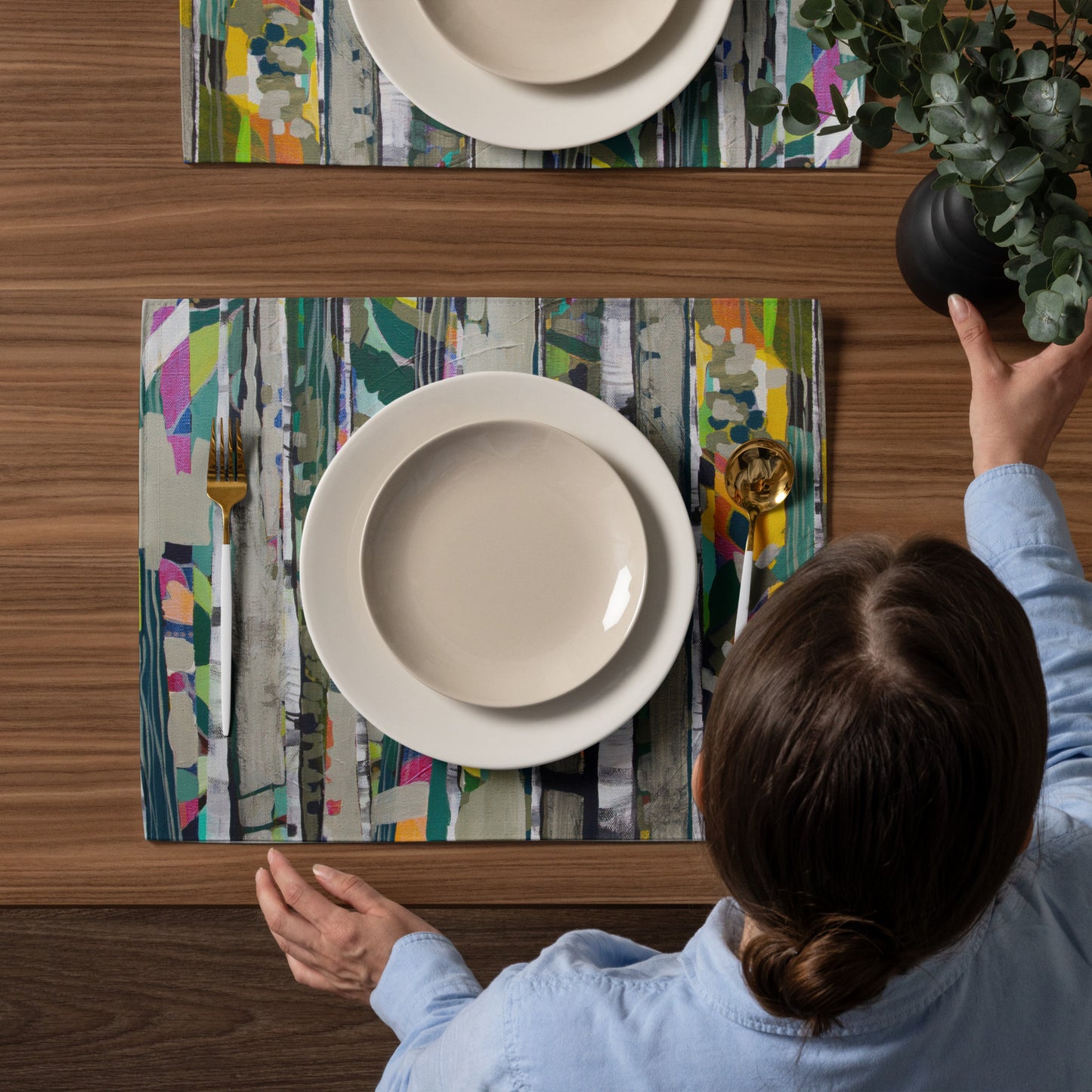 Placemat Set of 4 "Teal Birches"