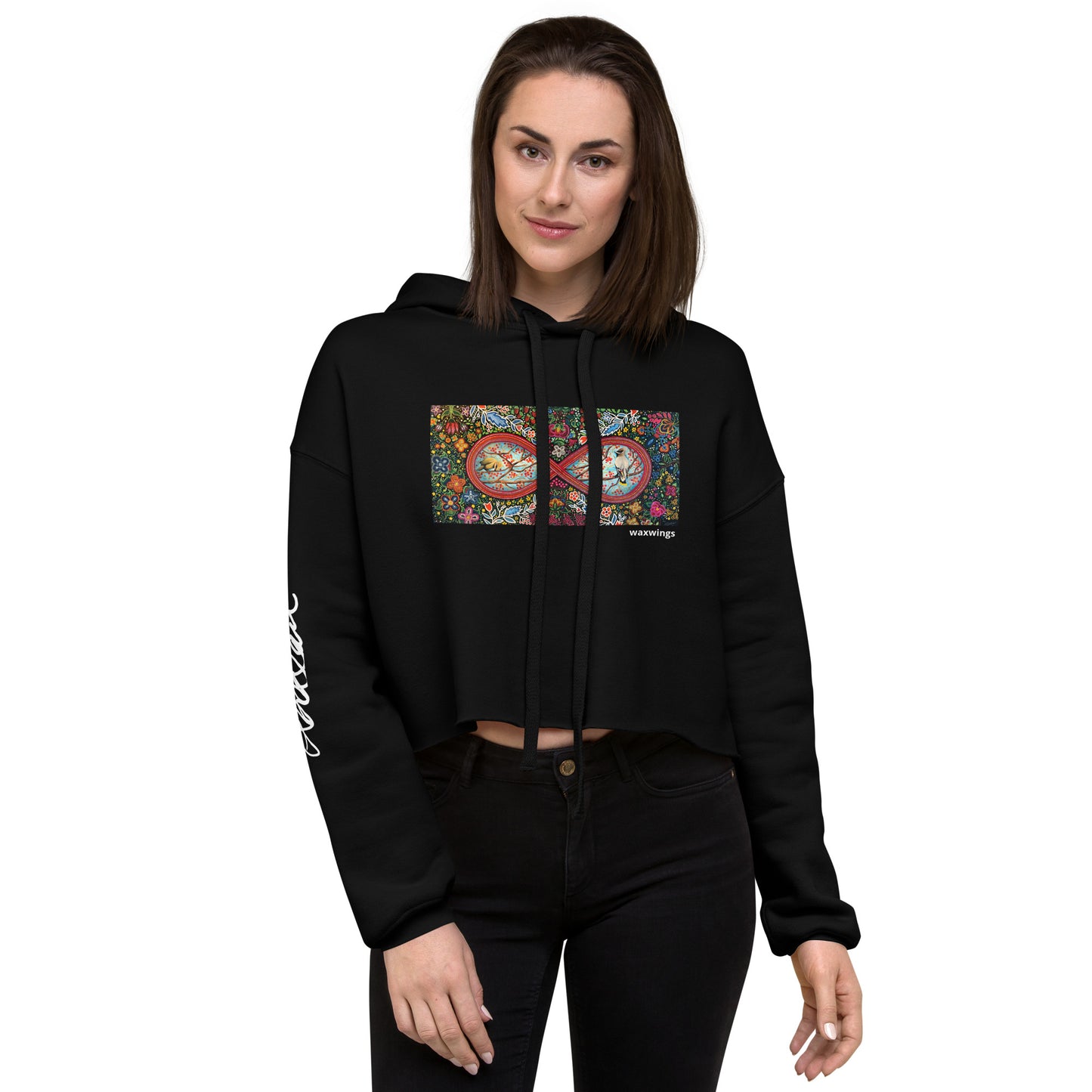 Crop Hoodie "Waxwings"