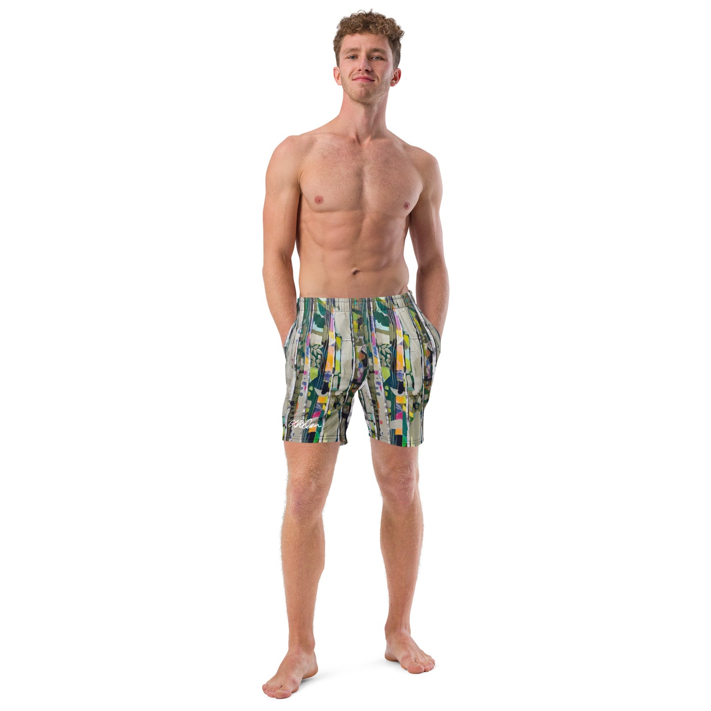 Men's swim trunks "Teal Birches"