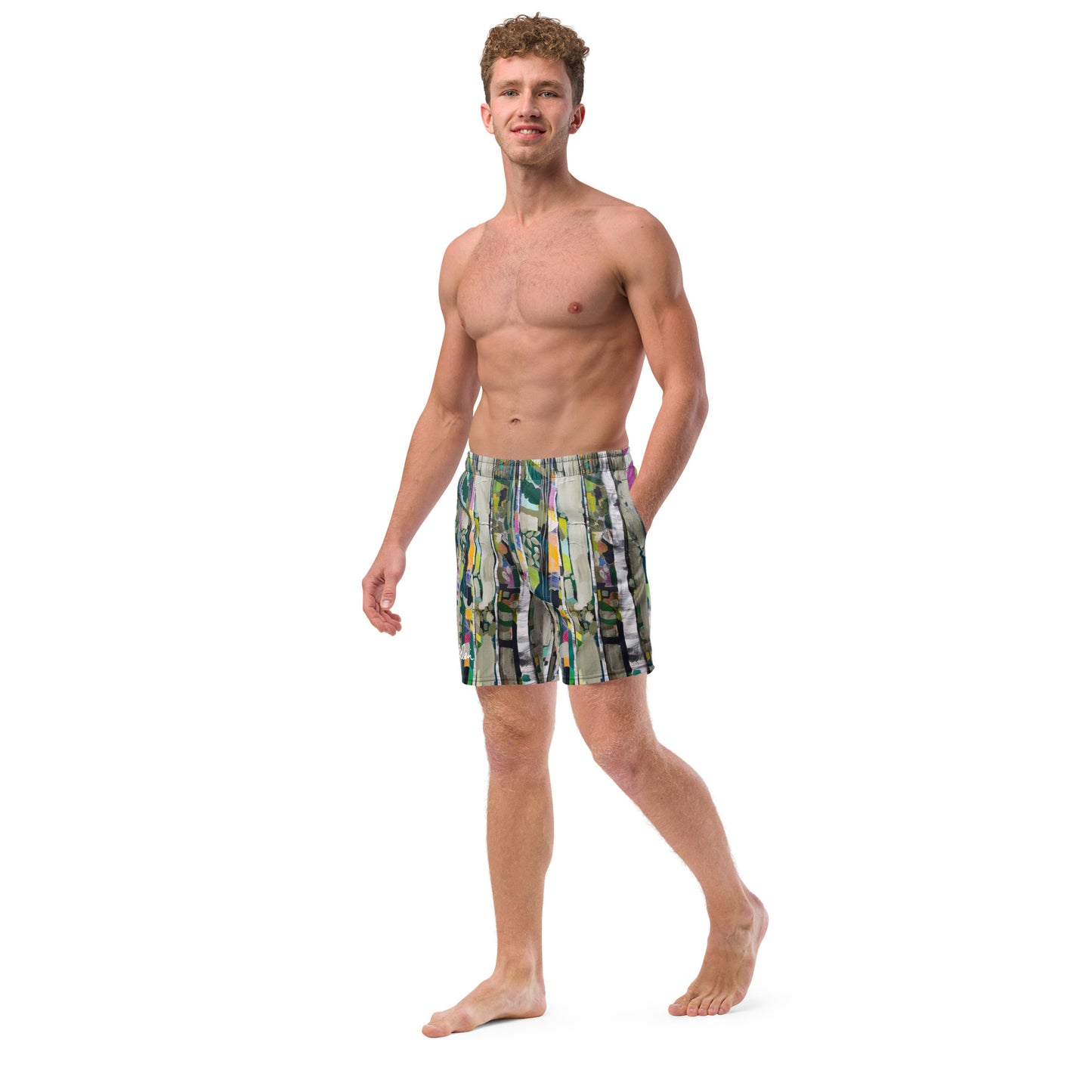 Men's swim trunks "Teal Birches"