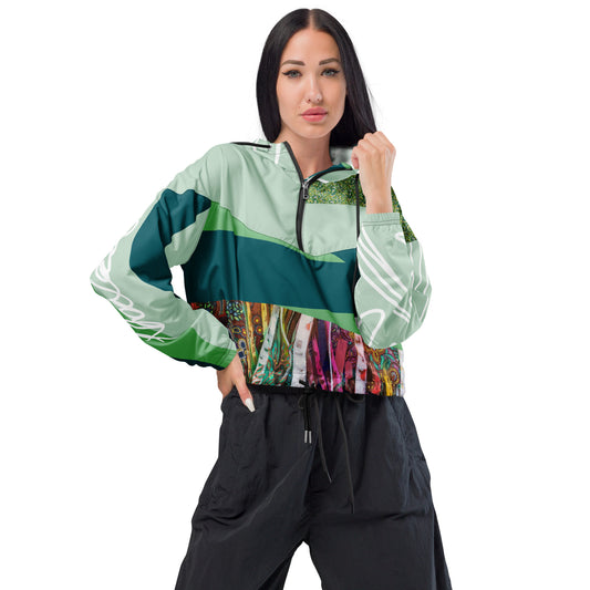 Women’s cropped windbreaker "Sage Collage"