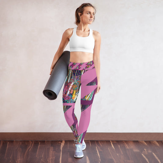 Yoga Leggings "Lavender Collage"